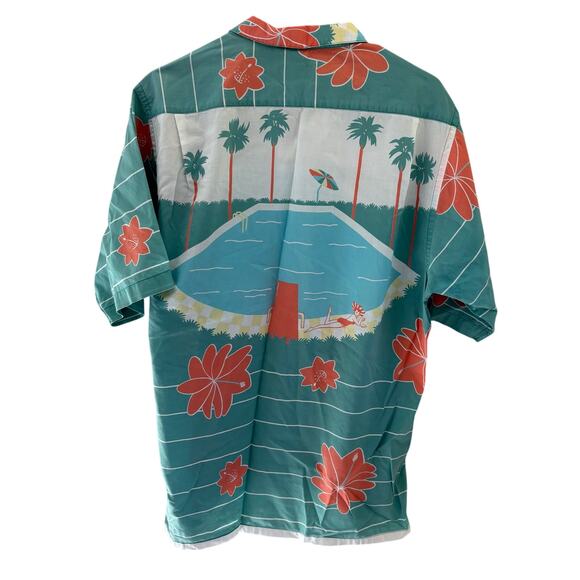 Vintage Castile Jeff Rose Hawaiian Shirt Pool Sunbather Palm Trees Large - Picture 6 of 6